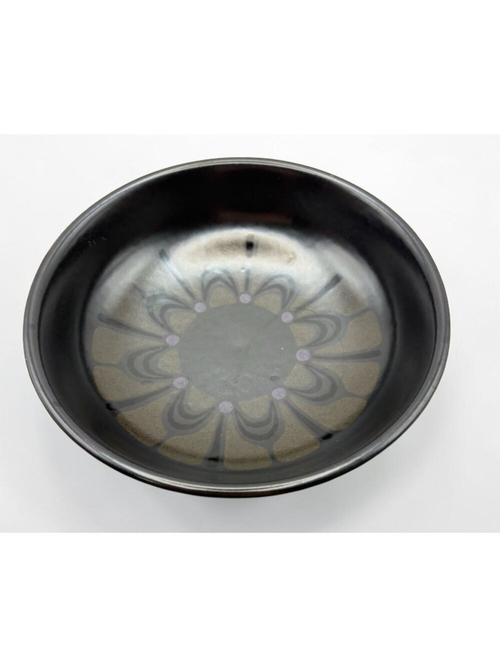 Franciscan Zanzibar Bowl Soup Cereal Earthenware Black Purple 7 Inch 1960s Retro